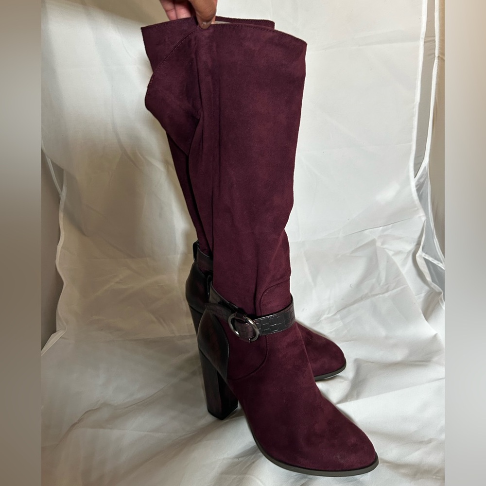 Cato Maroon Heeled Boots